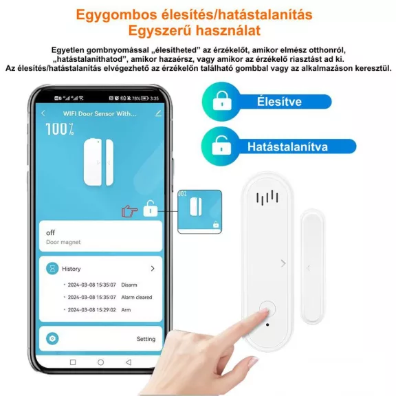 Nyitásérzékelő (szirénával), WiFi