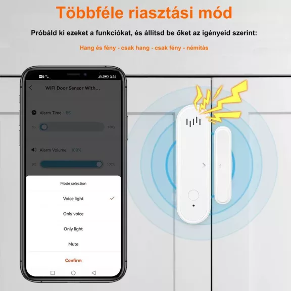 Nyitásérzékelő (szirénával), WiFi