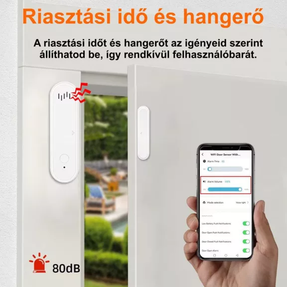 Nyitásérzékelő (szirénával), WiFi
