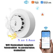   Okos Füstérzékelő, Hőmérséklet és Páratartalom érzékelővel, WiFi