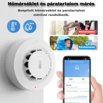   Okos Füstérzékelő, Hőmérséklet és Páratartalom érzékelővel, WiFi