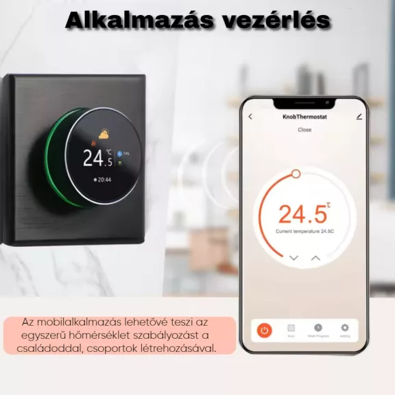 Beca Termosztát, Elektromos fűtéshez, WiFi, Grafit
