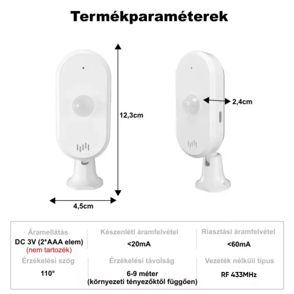 809W mozgásérzékelő, RF, PIR
