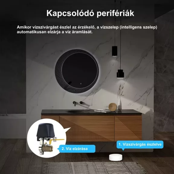 Vízszivárgás érzékelő szirénával, WiFi