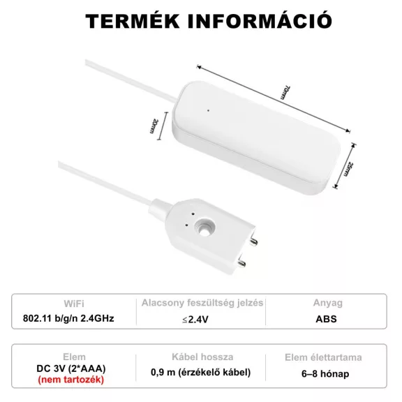 Vízszivárgás érzékelő, WiFi