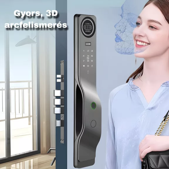 A02U FEKETE okos kilincs, 3D arcfelismerés