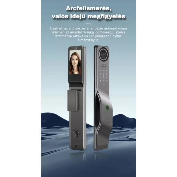 A02U FEKETE okos kilincs, 3D arcfelismerés