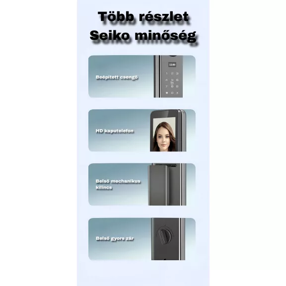A02U FEKETE okos kilincs, 3D arcfelismerés