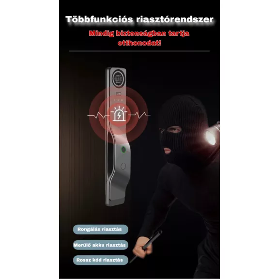 A02U FEKETE okos kilincs, 3D arcfelismerés