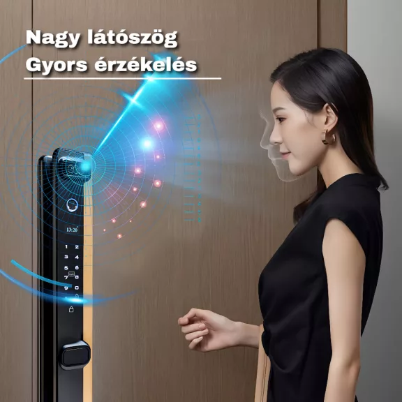 A04 FEKETE/ARANY okos kilincs, 3D arcfelismerés