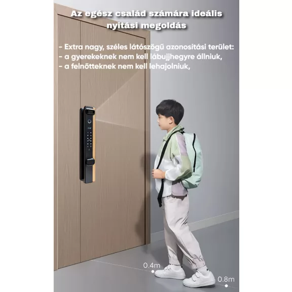 A04 FEKETE/ARANY okos kilincs, 3D arcfelismerés
