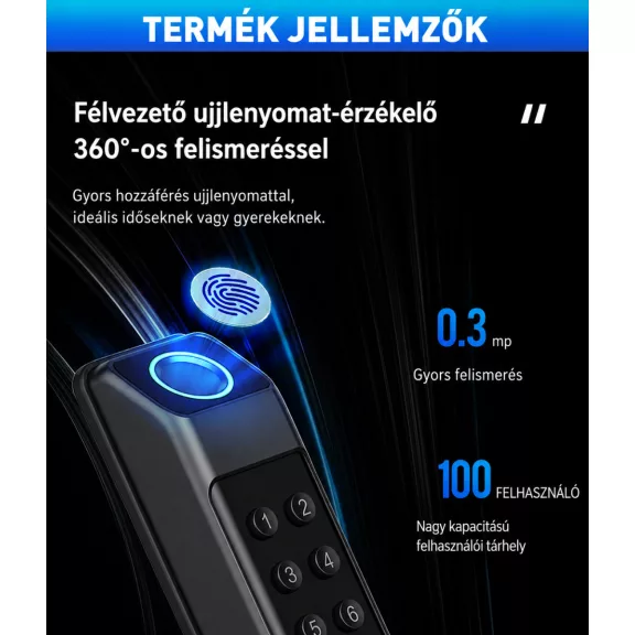A213 FEKETE okos kilincs, vízálló