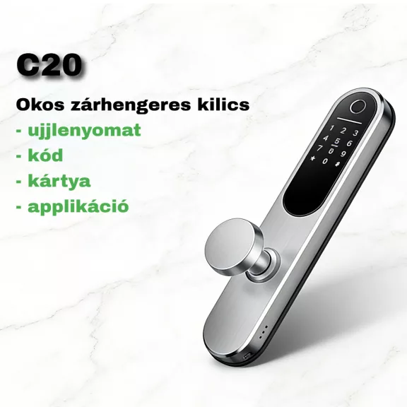 C20B fekete okos kilincs, vízálló