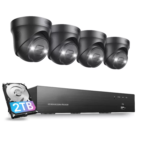 IP biztonsági kamera rendszer, 4x5MP+NVR (2TB HDD)