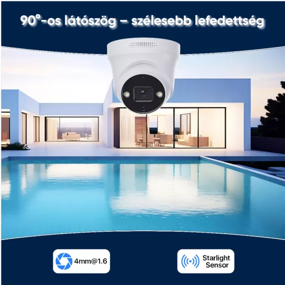IP biztonsági kamera rendszer, 4x5MP+NVR (2TB HDD)