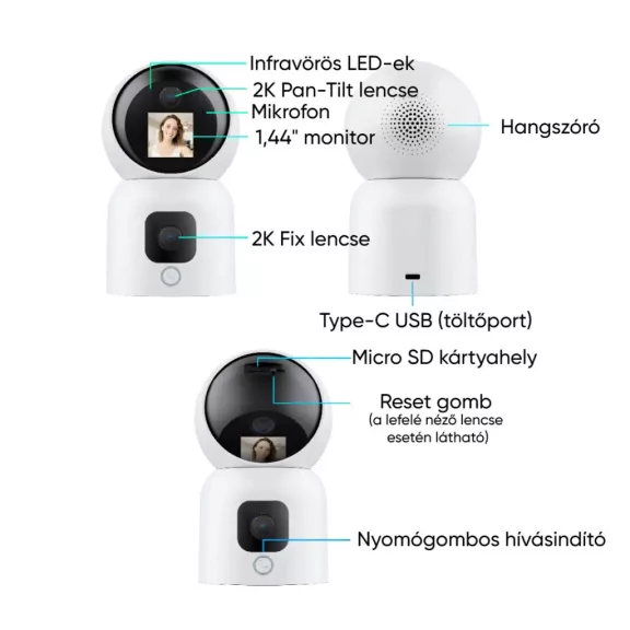 IP Okoskamera, WiFi, 6 MP, Dual kamera