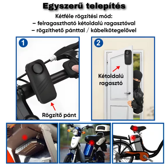 Motor és kerékpár riasztó, mozgásérzékelős