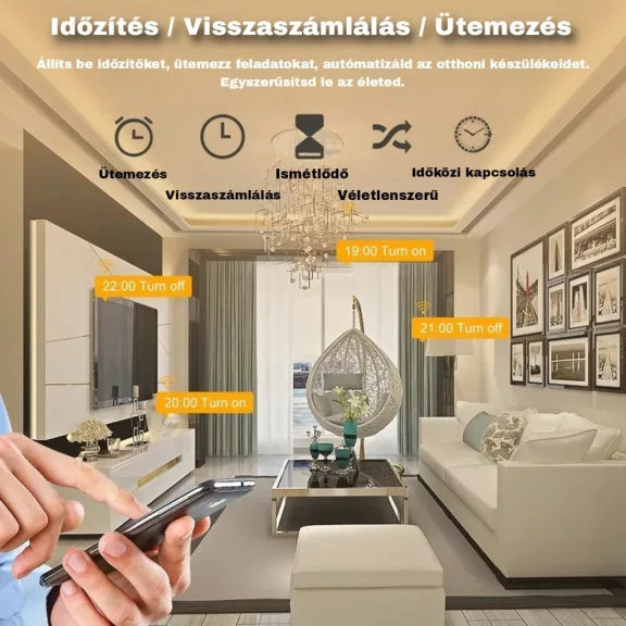 Mini Okos Konnektor, WiFi, Fogyasztásmérővel