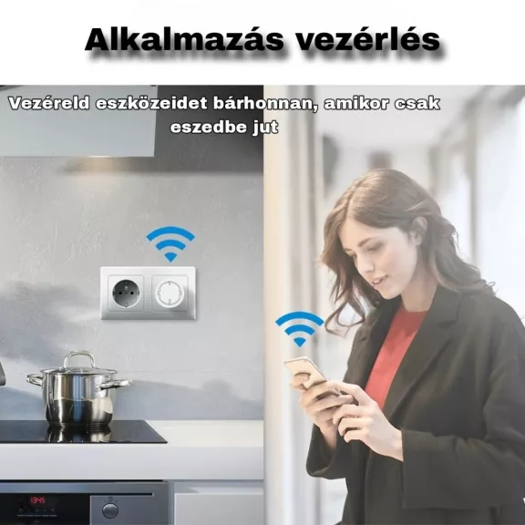 Mini Okos Konnektor, WiFi, Fogyasztásmérővel