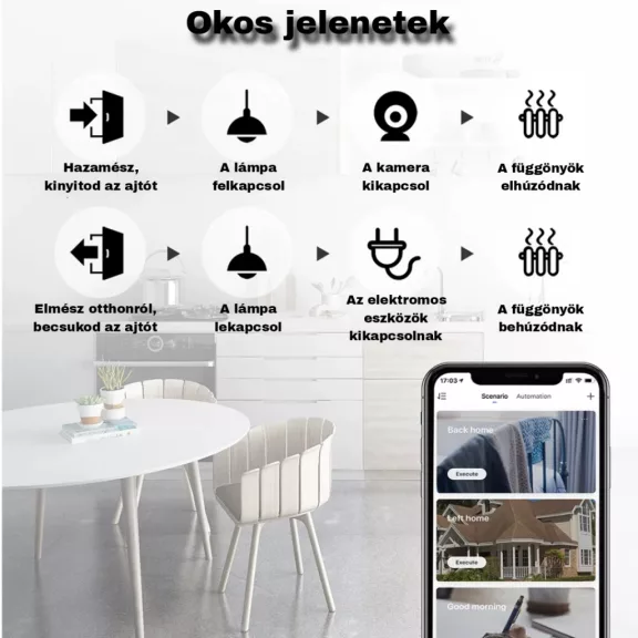 Mini Okos Konnektor, WiFi, Fogyasztásmérővel