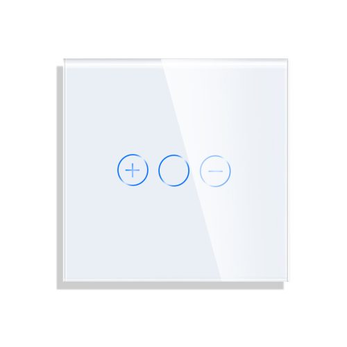 Dimmer, fényerőszabályzós üveg érintőpanel, fehér