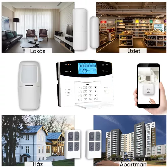 GSM+WiFi+PSTN riasztóközpont, nyomógombos