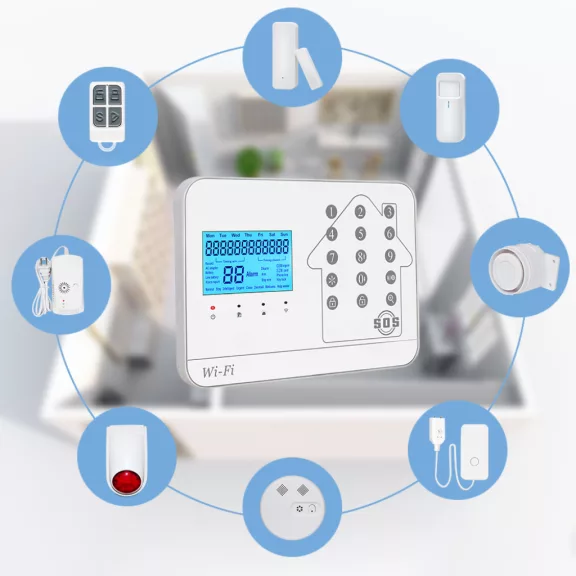 GSM+WiFi+PSTN riasztóközpont, érintőgombos