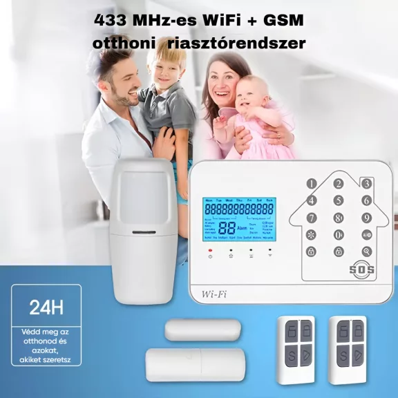 GSM+WiFi+PSTN riasztóközpont, érintőgombos