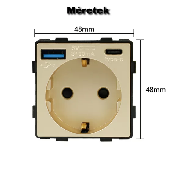 Aljzat modul, USB-A + C (20W)