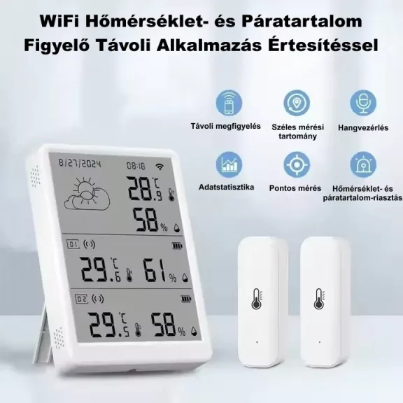 Hőmérséklet és páratartalom érzékelő állomás, WiFi