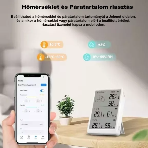 Hőmérséklet és páratartalom érzékelő állomás, WiFi