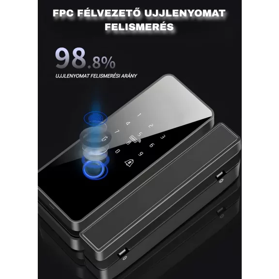 Okos üvegajtó zár, WiFi, Tuya