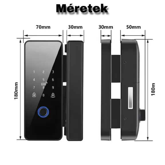 Okos üvegajtó zár, WiFi, Tuya
