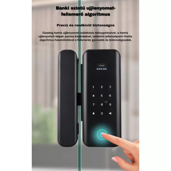 Okos üvegajtó zár, WiFi, Tuya