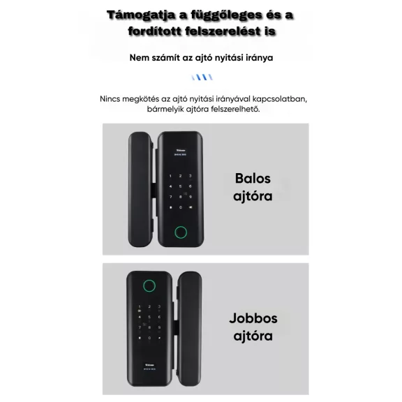 Okos üvegajtó zár, WiFi, Tuya