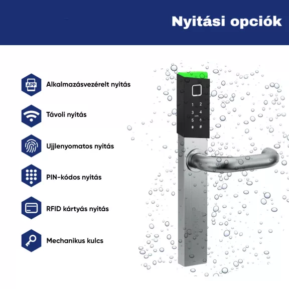 S18B EZÜST okos kilincs, vízálló
