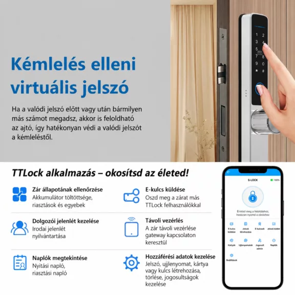 SHS-580 ezüst okos kilincs, vízálló