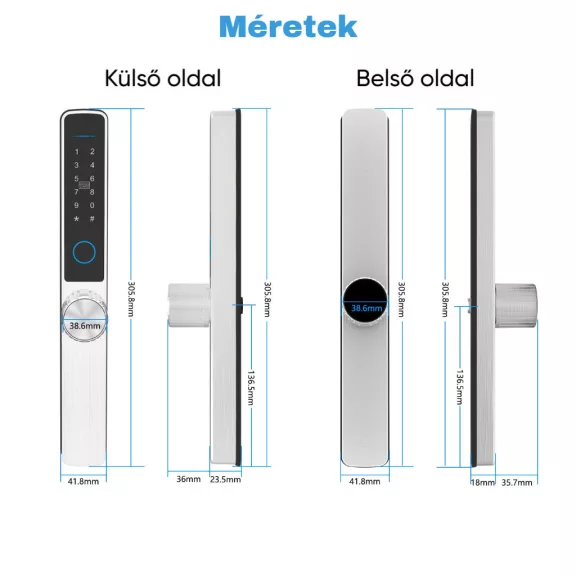 SHS-580 ezüst okos kilincs, vízálló