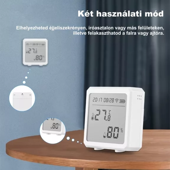 Hőmérséklet és páratartalom érzékelő, WiFi, LCD