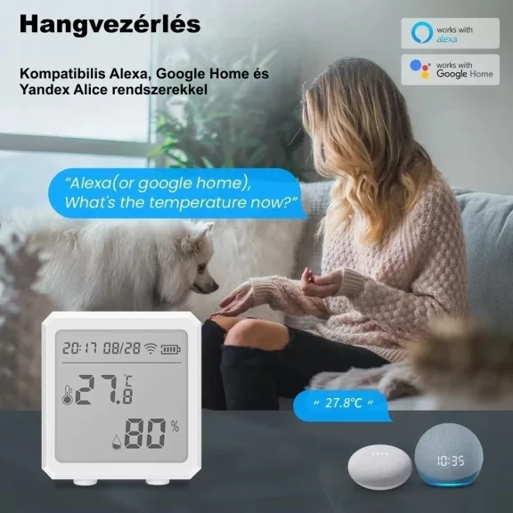 Hőmérséklet és páratartalom érzékelő, WiFi, LCD