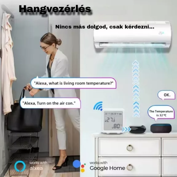 Hőmérséklet és páratartalom érzékelő, ZigBee, LCD
