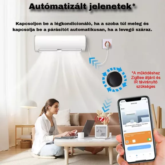 Hőmérséklet és páratartalom érzékelő, ZigBee, LCD