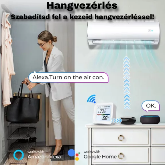 Hőmérséklet és páratartalom érzékelő, ZigBee, LCD
