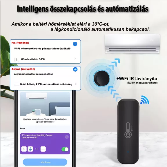 Hőmérséklet és páratartalom érzékelő, WiFi