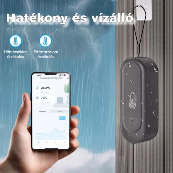 Kültéri Hőmérséklet és páratartalom érzékelő, WiFi