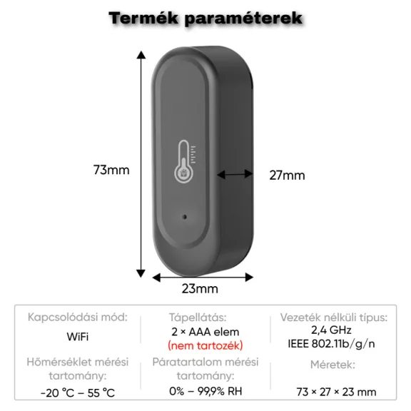 Kültéri Hőmérséklet és páratartalom érzékelő, WiFi