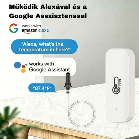 Hőmérséklet és páratartalom érzékelő, , szondás, WiFi