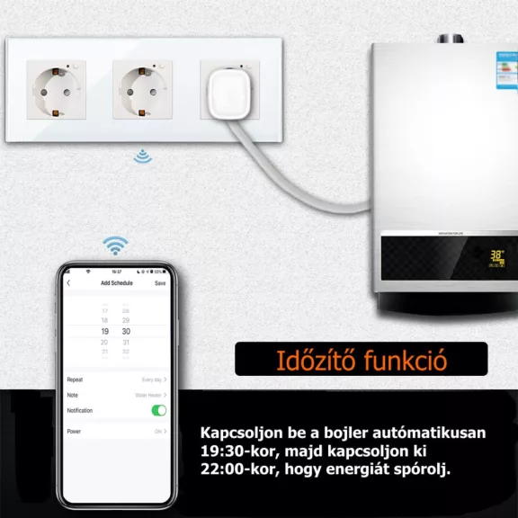 Szimpla fali aljzat, WiFi, fém előlap, fogyasztésmérővel