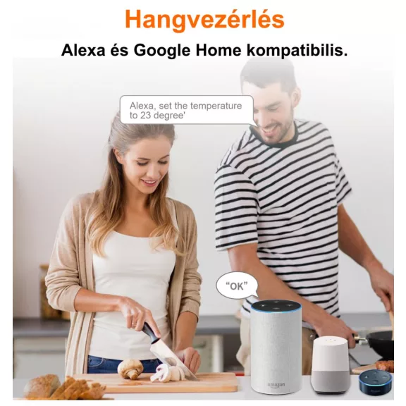 Okos termosztát, WiFi, üveg előlap