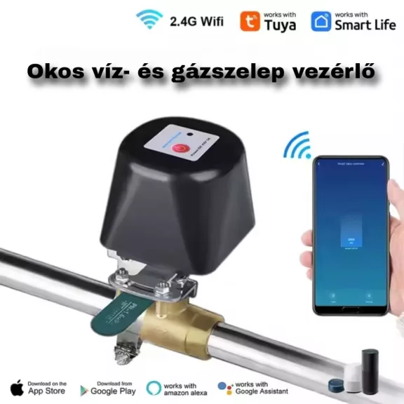 Okos szelepvezérlő, Víz- és Gázszelephez, Wifi